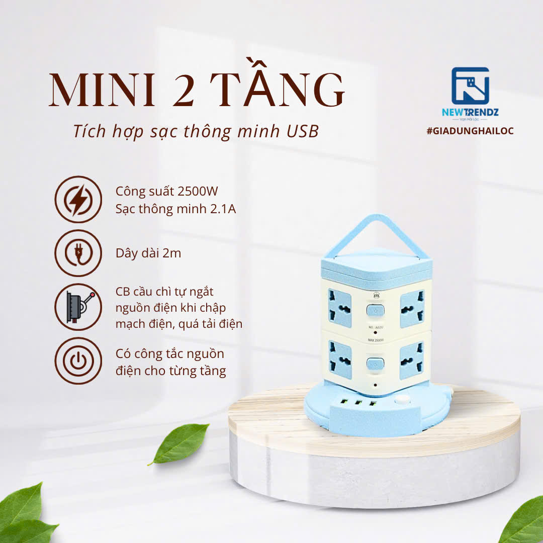 1 Ổ CẮM ĐIỆN THÔNG MINH 2 Tầng Xanh